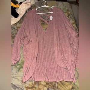 Forever 21 Mauve Ribbed Knit Top
